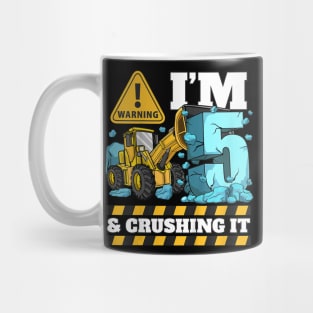 Kids Construction 5th Birthday Shirt Boy 5 Bulldozer Digger Truck Mug